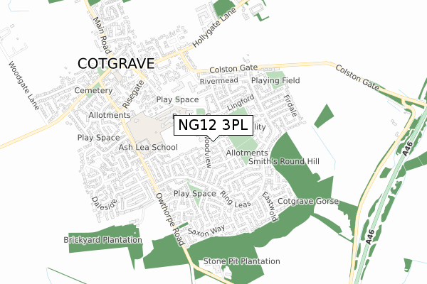 NG12 3PL map - small scale - OS Open Zoomstack (Ordnance Survey)