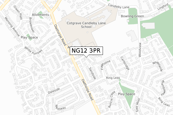 NG12 3PR map - large scale - OS Open Zoomstack (Ordnance Survey)