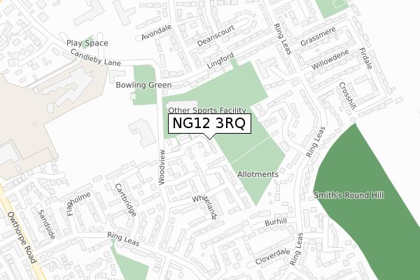 NG12 3RQ map - large scale - OS Open Zoomstack (Ordnance Survey)