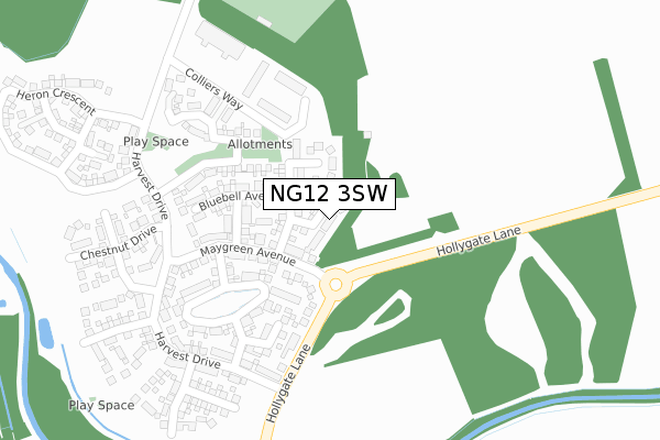 NG12 3SW map - large scale - OS Open Zoomstack (Ordnance Survey)