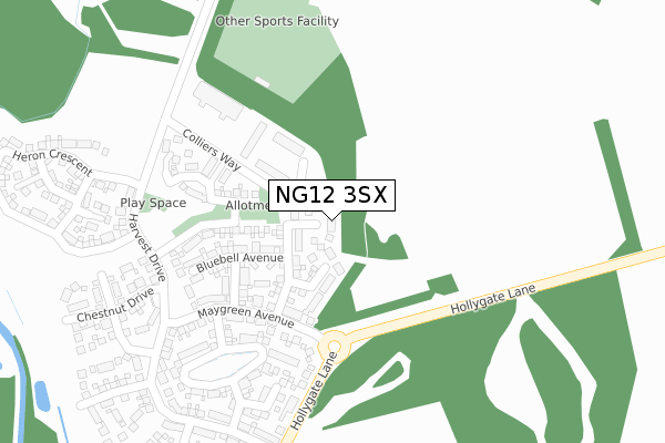 NG12 3SX map - large scale - OS Open Zoomstack (Ordnance Survey)