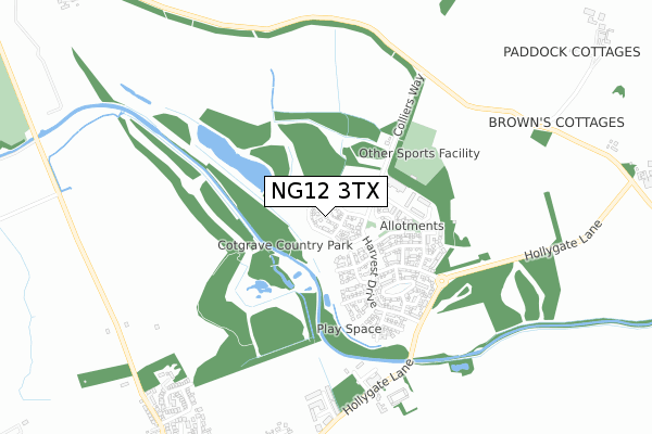 NG12 3TX map - small scale - OS Open Zoomstack (Ordnance Survey)