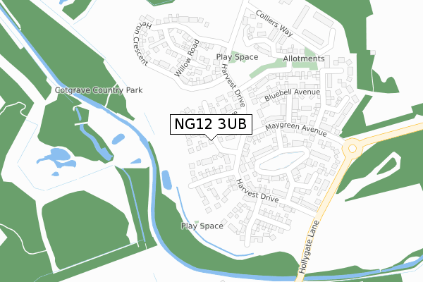 NG12 3UB map - large scale - OS Open Zoomstack (Ordnance Survey)