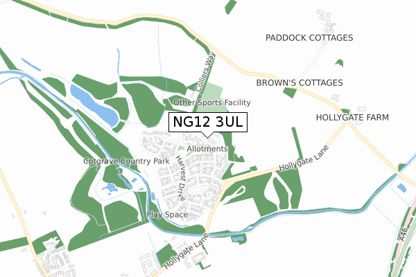 NG12 3UL map - small scale - OS Open Zoomstack (Ordnance Survey)