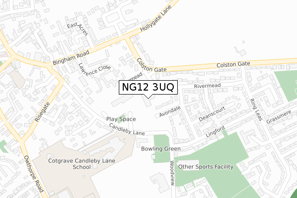 NG12 3UQ map - large scale - OS Open Zoomstack (Ordnance Survey)