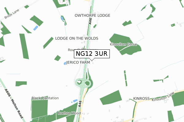 NG12 3UR map - small scale - OS Open Zoomstack (Ordnance Survey)