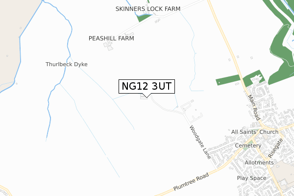 NG12 3UT map - small scale - OS Open Zoomstack (Ordnance Survey)