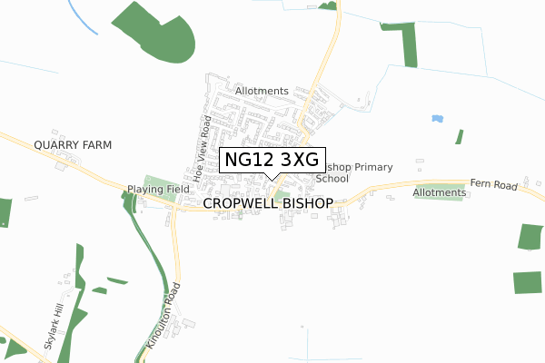 NG12 3XG map - small scale - OS Open Zoomstack (Ordnance Survey)