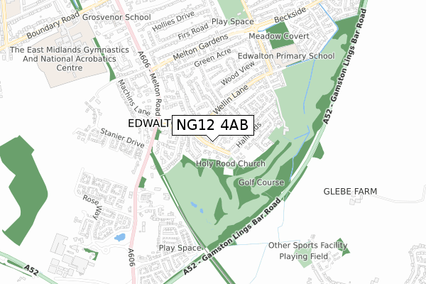 NG12 4AB map - small scale - OS Open Zoomstack (Ordnance Survey)