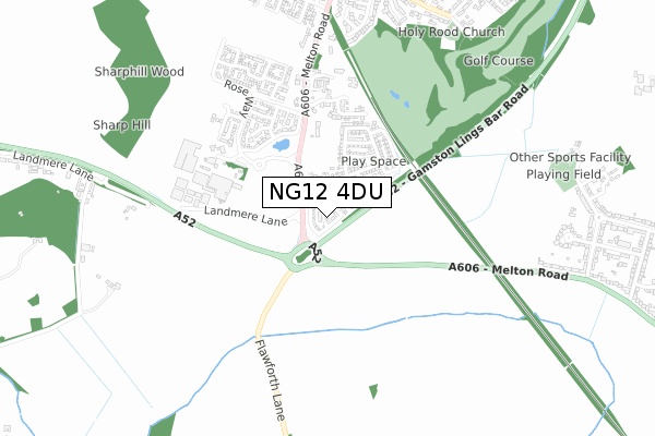 NG12 4DU map - small scale - OS Open Zoomstack (Ordnance Survey)