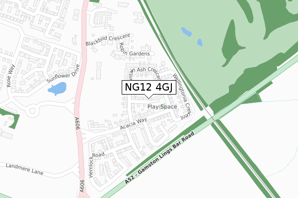 NG12 4GJ map - large scale - OS Open Zoomstack (Ordnance Survey)