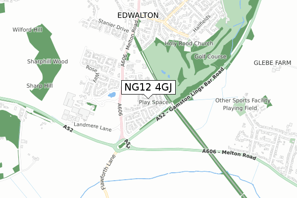 NG12 4GJ map - small scale - OS Open Zoomstack (Ordnance Survey)