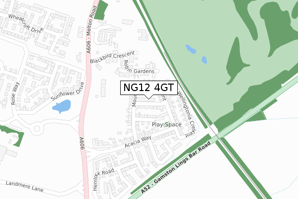 NG12 4GT map - large scale - OS Open Zoomstack (Ordnance Survey)