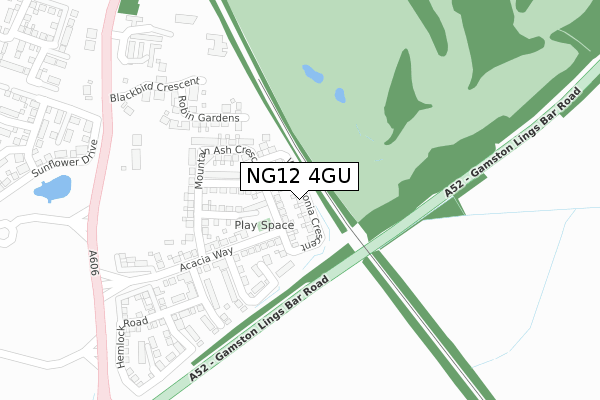 NG12 4GU map - large scale - OS Open Zoomstack (Ordnance Survey)