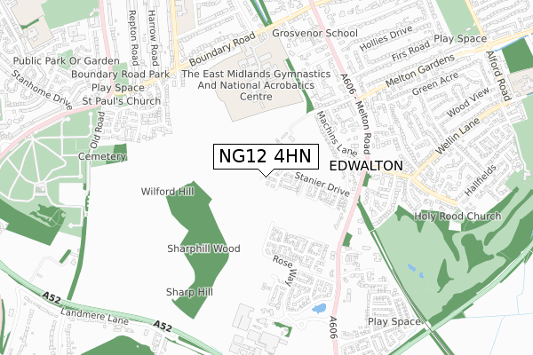 NG12 4HN map - small scale - OS Open Zoomstack (Ordnance Survey)