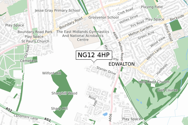 NG12 4HP map - small scale - OS Open Zoomstack (Ordnance Survey)