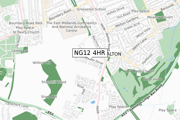 NG12 4HR map - small scale - OS Open Zoomstack (Ordnance Survey)