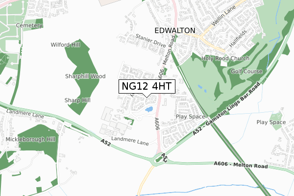 NG12 4HT map - small scale - OS Open Zoomstack (Ordnance Survey)