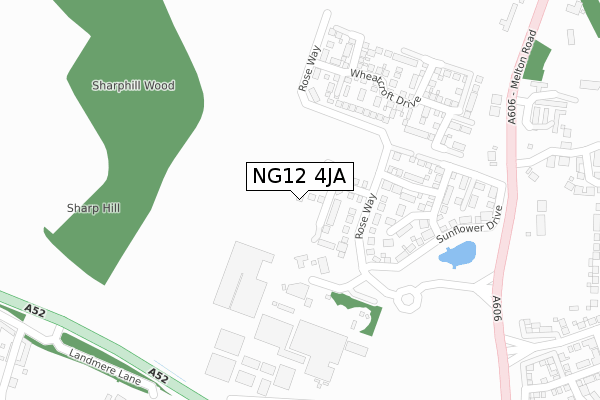NG12 4JA map - large scale - OS Open Zoomstack (Ordnance Survey)