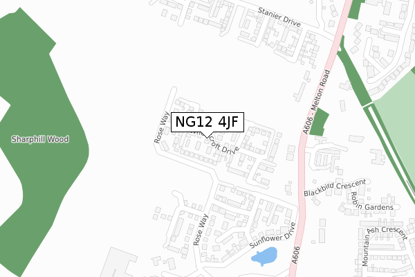 NG12 4JF map - large scale - OS Open Zoomstack (Ordnance Survey)