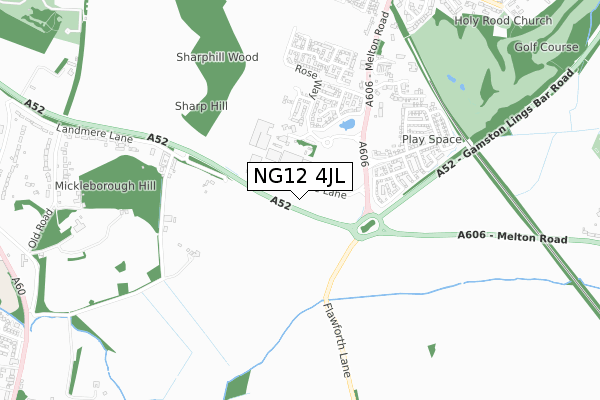 NG12 4JL map - small scale - OS Open Zoomstack (Ordnance Survey)