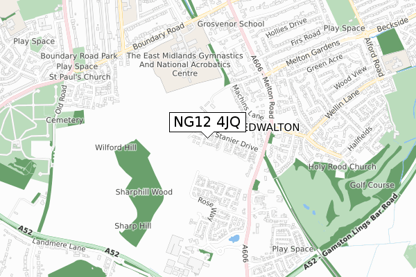 NG12 4JQ map - small scale - OS Open Zoomstack (Ordnance Survey)