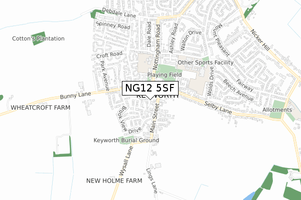 NG12 5SF map - small scale - OS Open Zoomstack (Ordnance Survey)