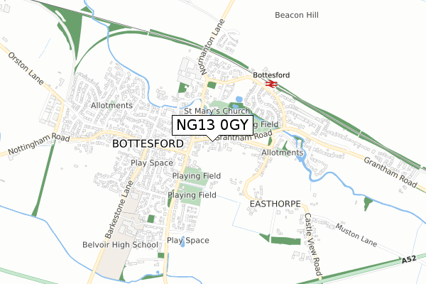 NG13 0GY map - small scale - OS Open Zoomstack (Ordnance Survey)