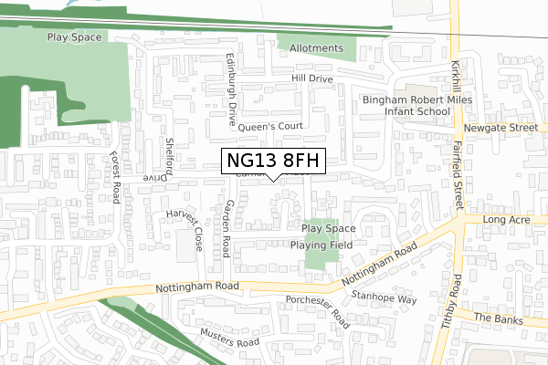 NG13 8FH map - large scale - OS Open Zoomstack (Ordnance Survey)