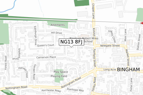 NG13 8FJ map - large scale - OS Open Zoomstack (Ordnance Survey)