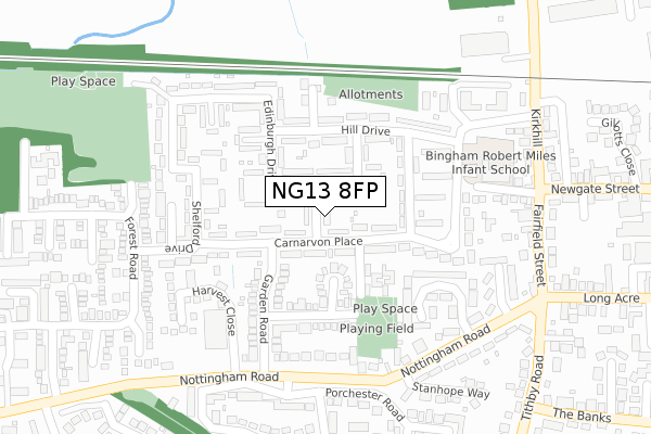 NG13 8FP map - large scale - OS Open Zoomstack (Ordnance Survey)