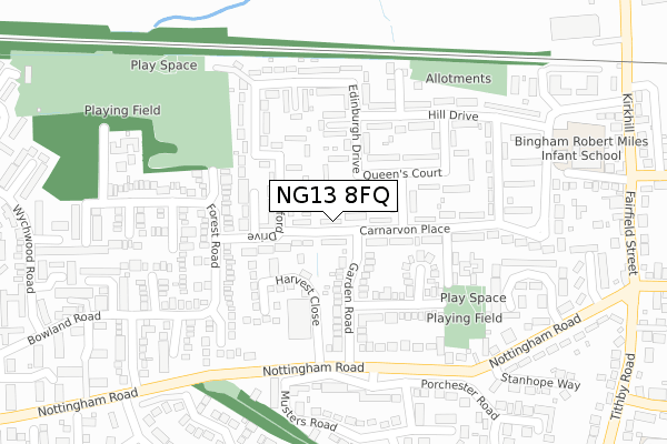 NG13 8FQ map - large scale - OS Open Zoomstack (Ordnance Survey)