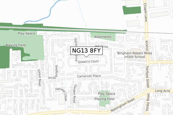 NG13 8FY map - large scale - OS Open Zoomstack (Ordnance Survey)