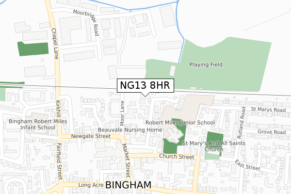 NG13 8HR map - large scale - OS Open Zoomstack (Ordnance Survey)