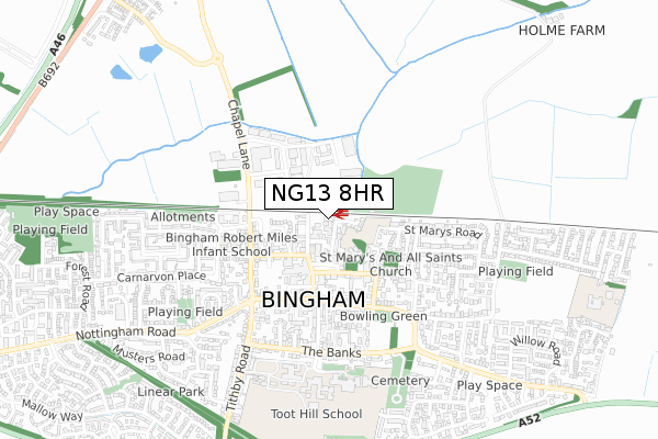 NG13 8HR map - small scale - OS Open Zoomstack (Ordnance Survey)