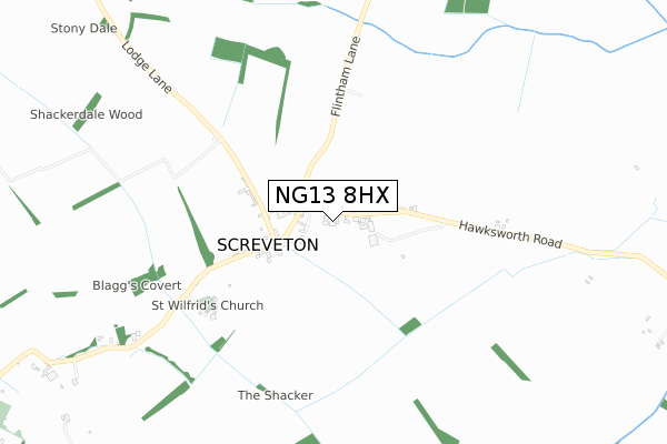 NG13 8HX map - small scale - OS Open Zoomstack (Ordnance Survey)