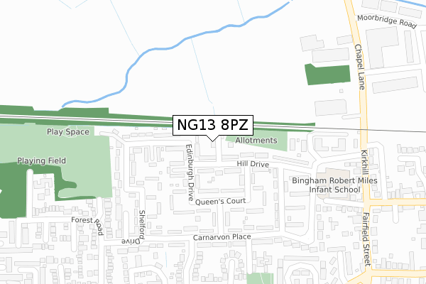 NG13 8PZ map - large scale - OS Open Zoomstack (Ordnance Survey)