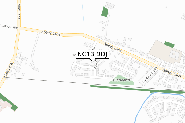 NG13 9DJ map - large scale - OS Open Zoomstack (Ordnance Survey)