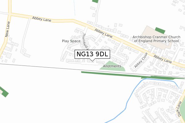 NG13 9DL map - large scale - OS Open Zoomstack (Ordnance Survey)