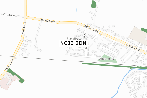 NG13 9DN map - large scale - OS Open Zoomstack (Ordnance Survey)