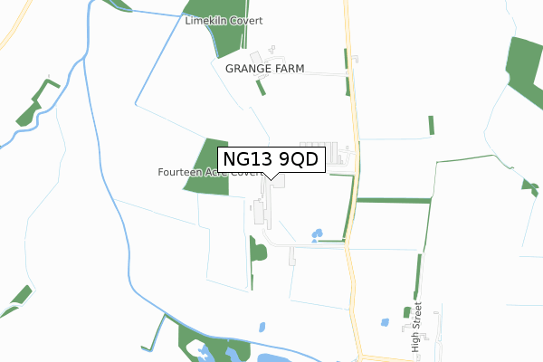 NG13 9QD map - small scale - OS Open Zoomstack (Ordnance Survey)