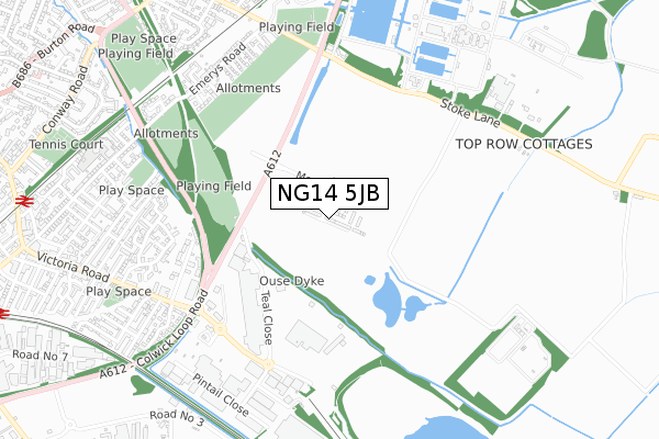 NG14 5JB map - small scale - OS Open Zoomstack (Ordnance Survey)