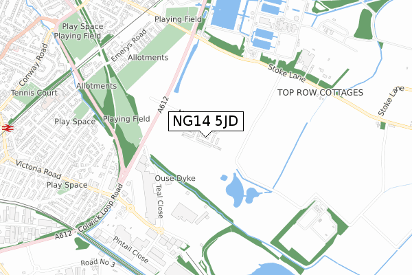 NG14 5JD map - small scale - OS Open Zoomstack (Ordnance Survey)