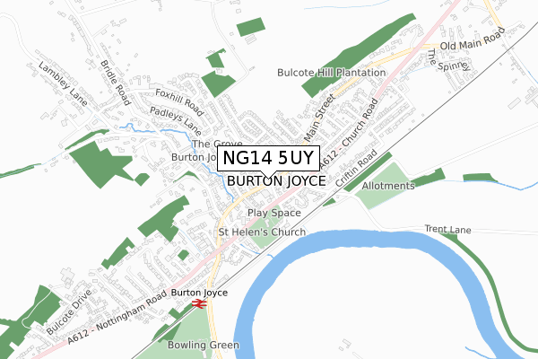 NG14 5UY map - small scale - OS Open Zoomstack (Ordnance Survey)