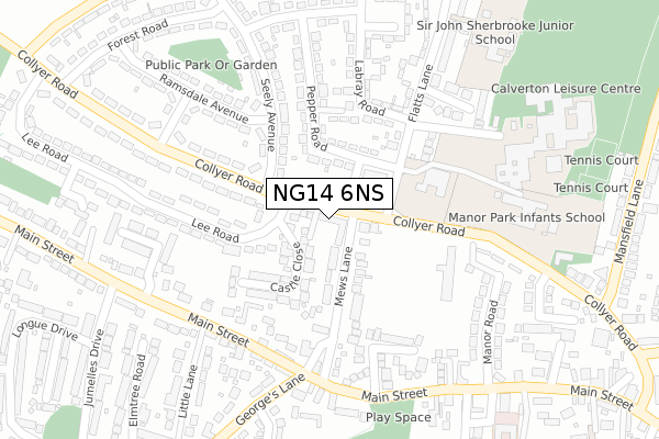 NG14 6NS map - large scale - OS Open Zoomstack (Ordnance Survey)