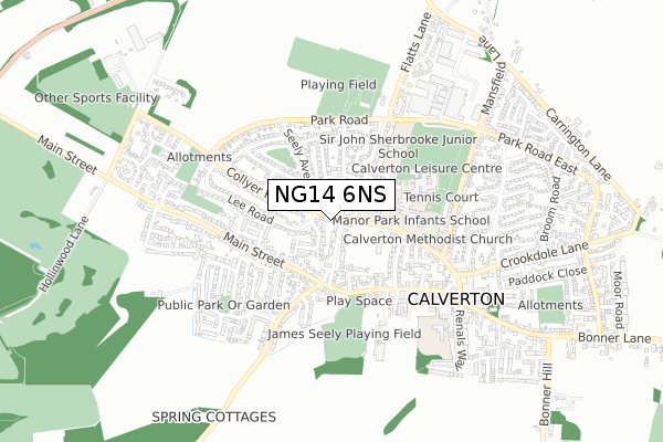 NG14 6NS map - small scale - OS Open Zoomstack (Ordnance Survey)