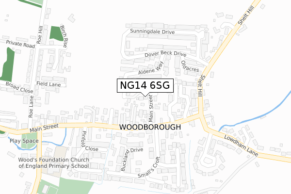 NG14 6SG map - large scale - OS Open Zoomstack (Ordnance Survey)