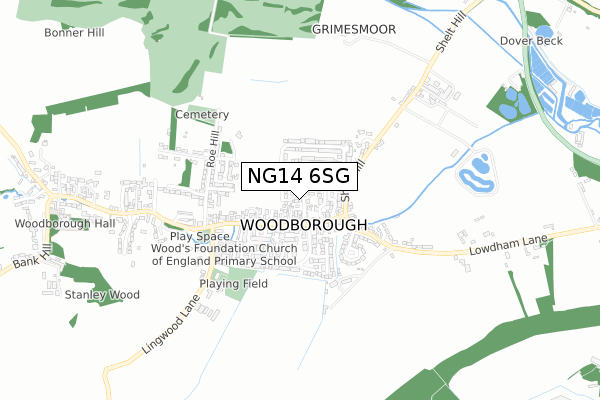 NG14 6SG map - small scale - OS Open Zoomstack (Ordnance Survey)