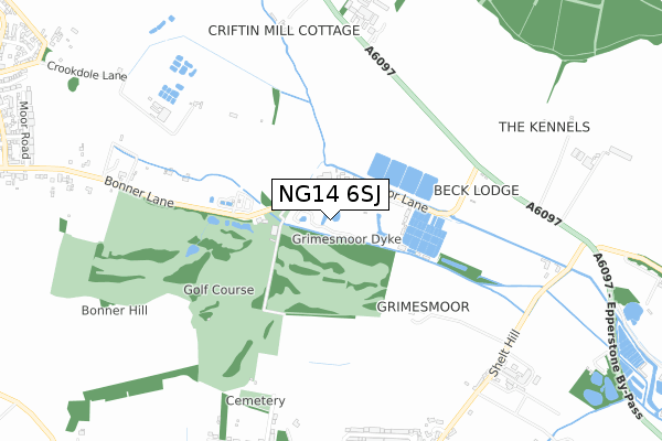 NG14 6SJ map - small scale - OS Open Zoomstack (Ordnance Survey)