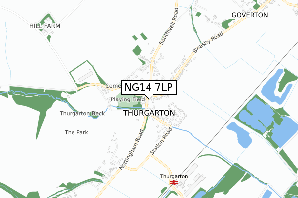 NG14 7LP map - small scale - OS Open Zoomstack (Ordnance Survey)